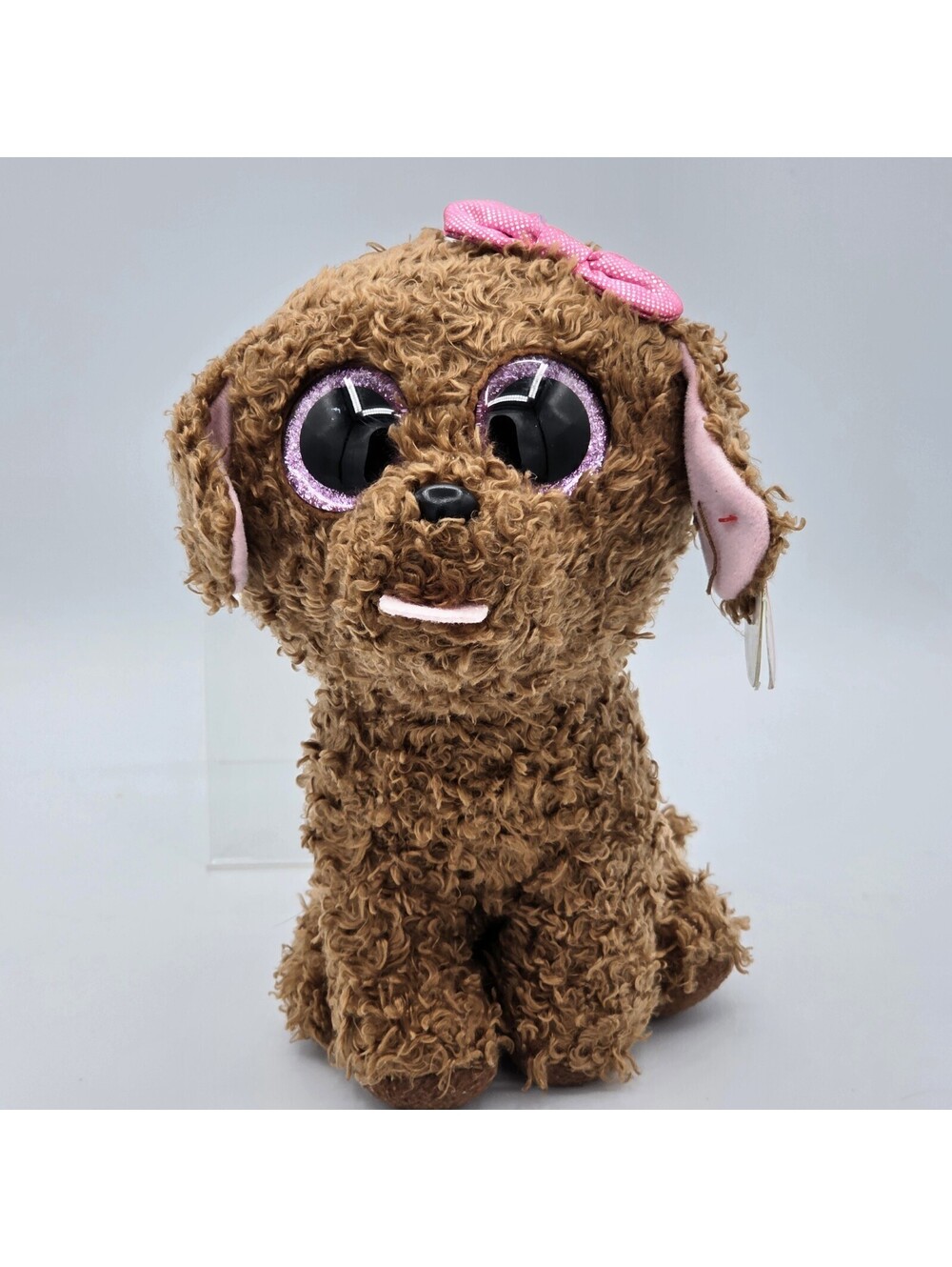Ty Beanie Boo's 10" Medium Maddie the Brown Dog w/Pink Bow Plush
